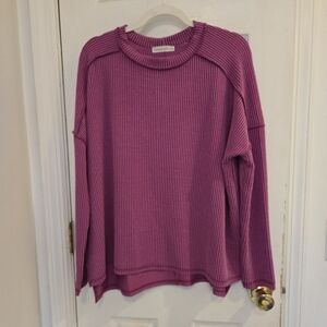 Zenana NWOT Raised Rib Exposed Seam Long Sleeve Top L/XL